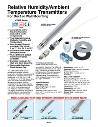 Thumbnail of document Data Sheet - HX94BC Temp/RH Conditioner/ Transmitter Probe w/ 4 Output options
